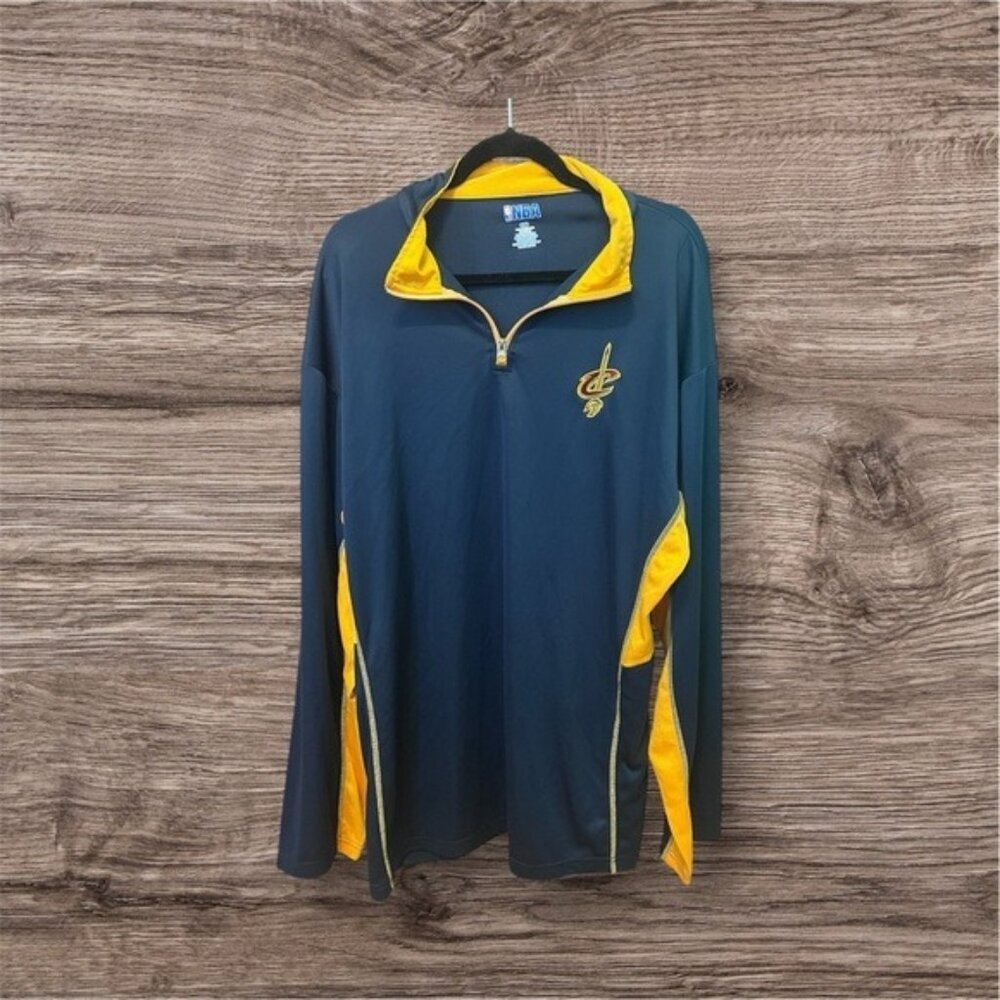 Cleveland Cavaliers NBA XLT Long Sleeve Pullover Shirt Yellow & Navy Polyester